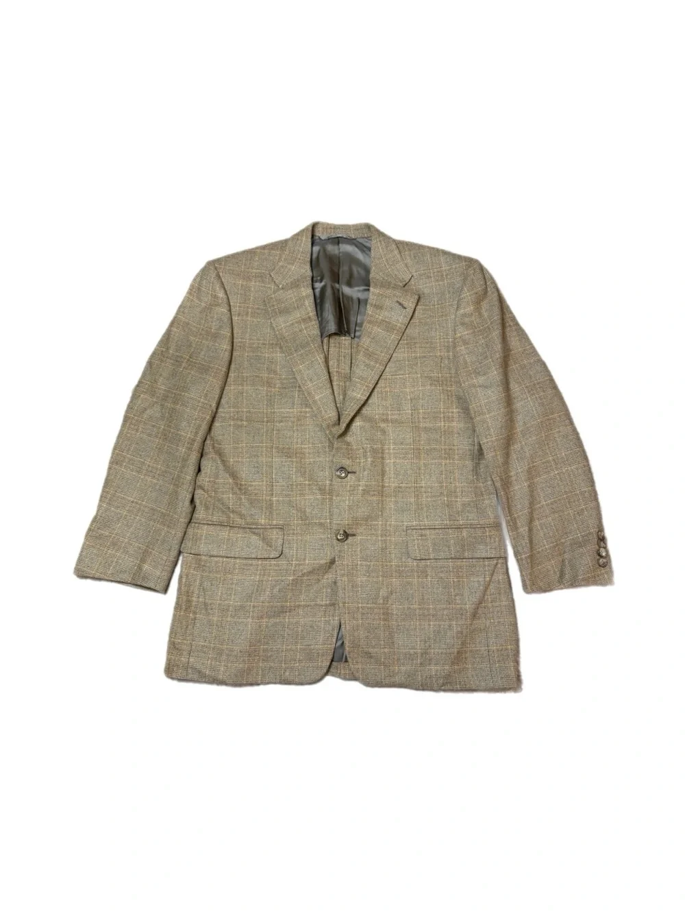 Hickey Freeman X Maus&Hoffman Plaid Wool Cashmere Beige Blazer Size 40R